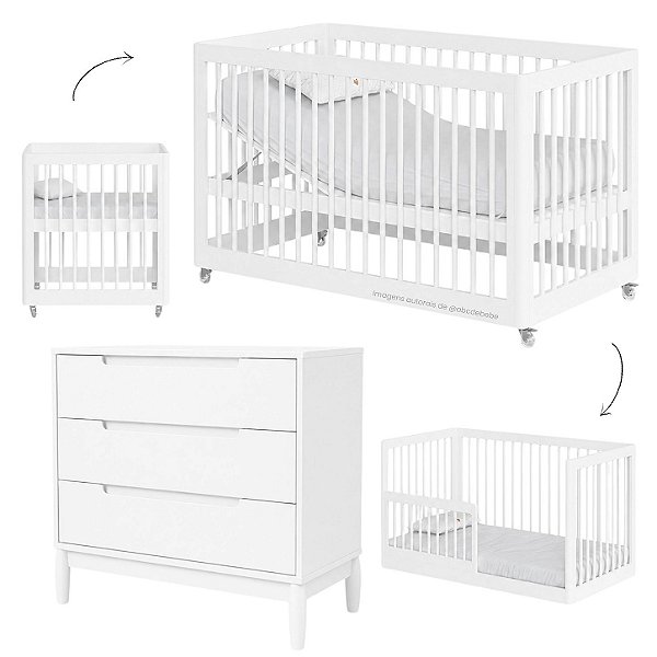 Conjunto Berço E Cômoda Lion - Branco
