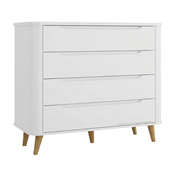 Cômoda Olívia 4 Gavetas - Com Pé Cônico - Branco