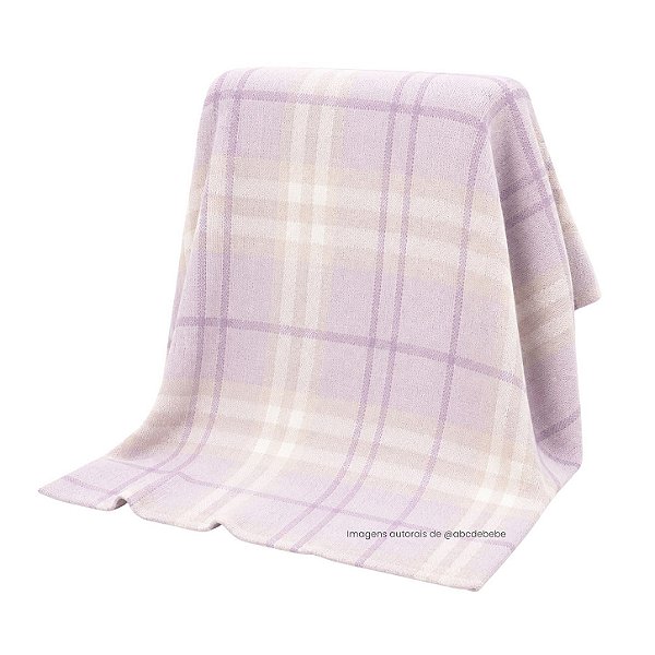 Manta Xadrez 90x90 - Tricot - Lilás Depeche