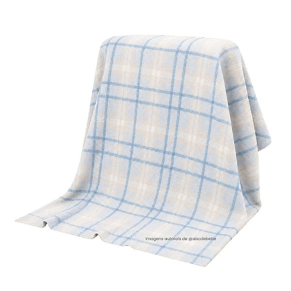 Manta Xadrez 90x90 - Tricot - Azul Blue Sky