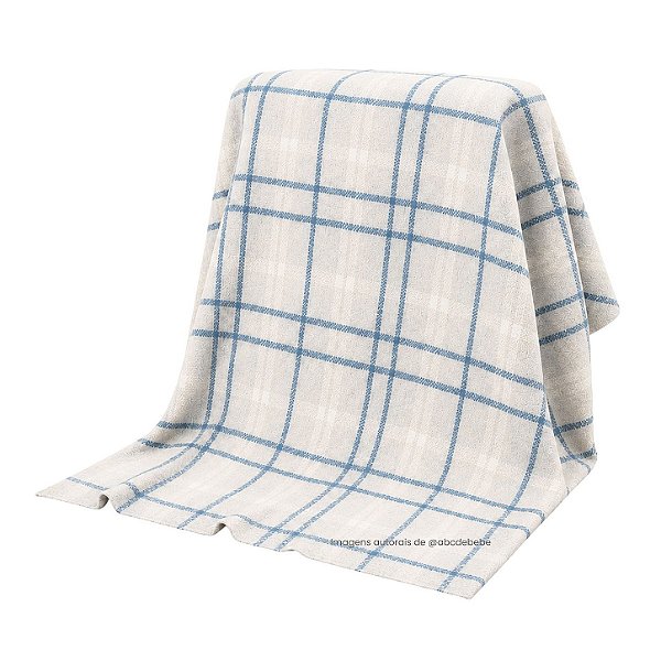 Manta Xadrez 90x90 - Tricot - Azul Canto