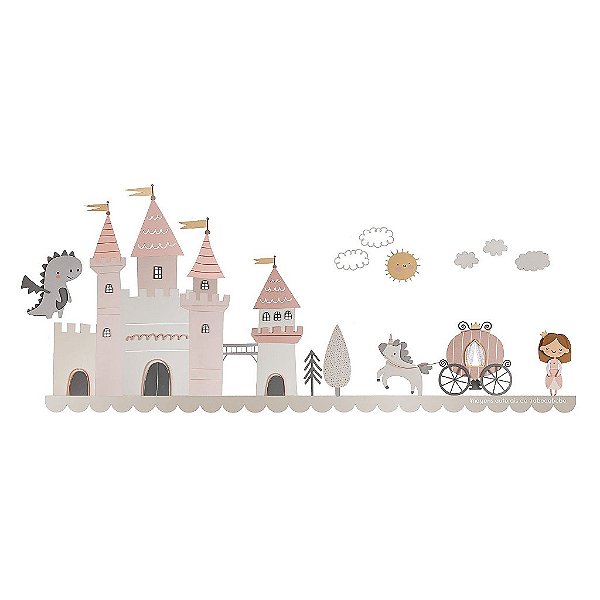 Painel Decorativo De Parede Castelo Encantado Maior - Princess - 100010 - prontaentrega - Peça De Mostruário