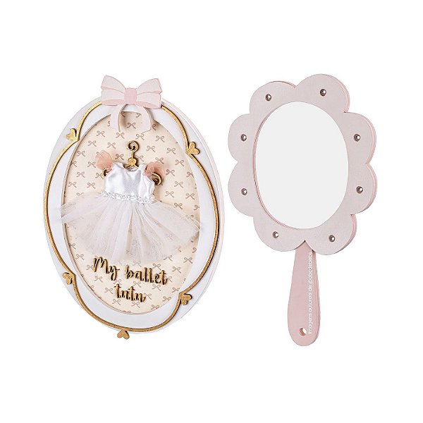 Kit Com 2 Quadros Decorativos Infantil Com Espelho - Dança - 99050 - prontaentrega - Peça De Mostruário