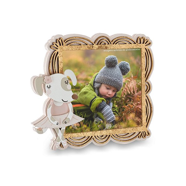 Porta-Retrato Decorativo Infantil Cachorrinha Bailarina - Dança - 99070 - prontaentrega - Peça De Mostruário