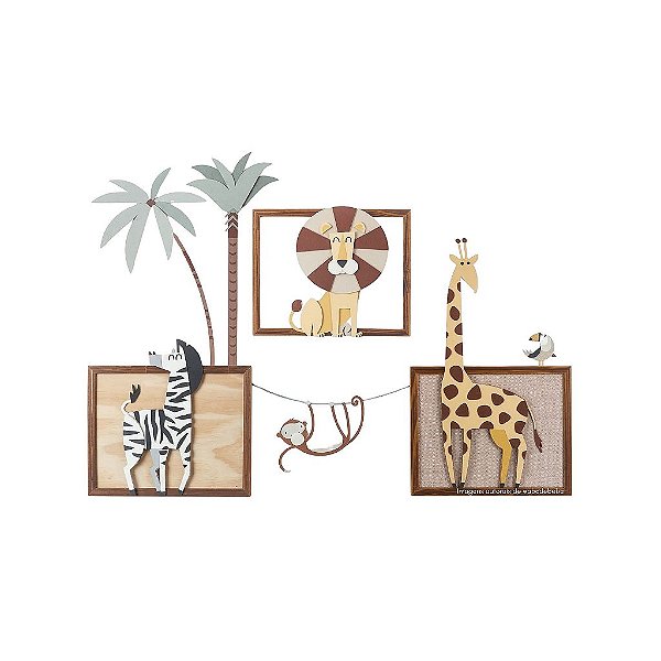 Painel Decorativo Para Parede De Quarto Infantil Temático Menor - Zoo - 72012 - prontaentrega - Peça De Mostruário