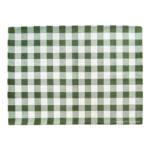 Tapete Infantil Encantos Picnic Campestre Xadrez Verde - Retangular