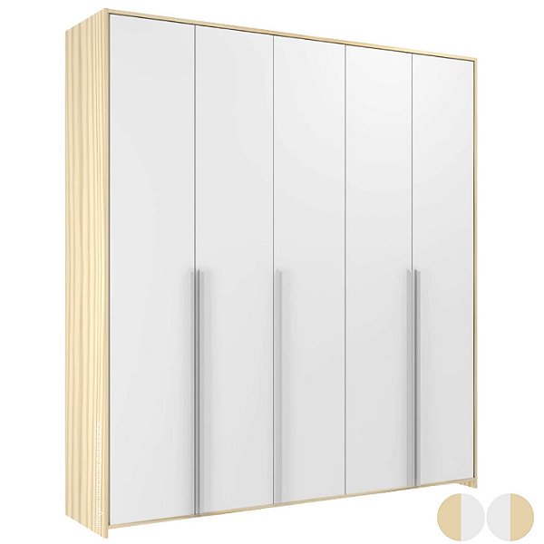 Guarda-Roupa Modulado 5 Portas - Branco/Nature