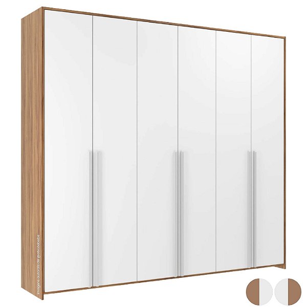 Guarda-Roupa Modulado 6 Portas - Branco/Carvalho Malva