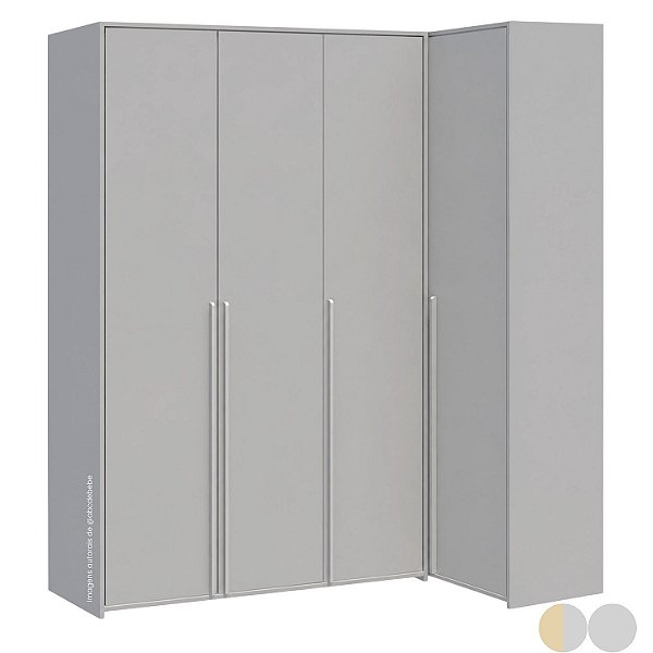 Guarda-Roupa Modulado 4 Portas Em L - Cinza/Nature