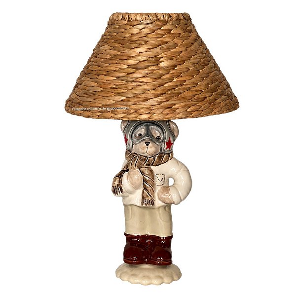 Abajur Cêramica Aviador - Com Cúpula