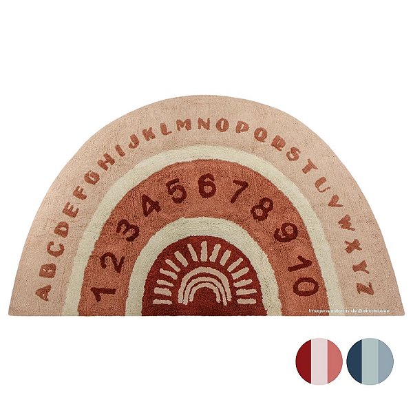 Tapete De Algodão Alfabeto Numérico - Lavável Em Máquina - Cores