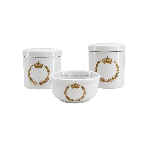 Kit Higiene Infantil Decorativo 3 Peças Coroa - Peça De Mostruário - prontaentrega