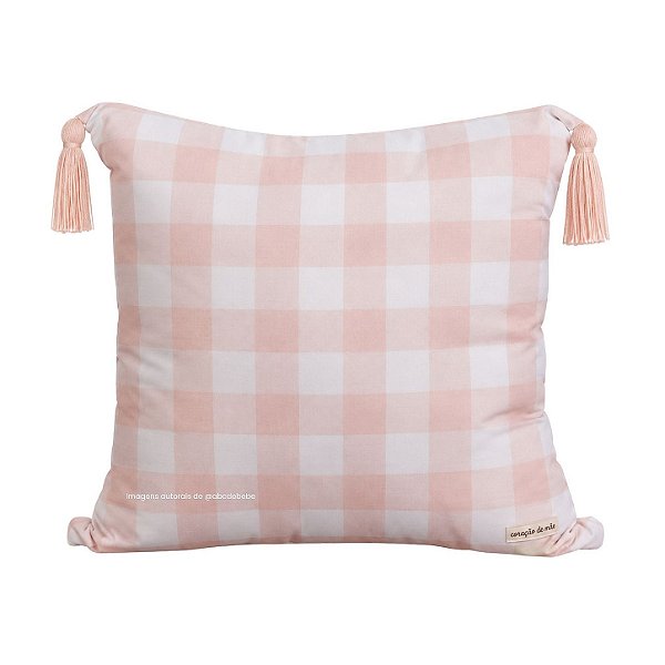 Almofada Decorativa Estampa Xadrez Rosa - Margaridas - 97-10