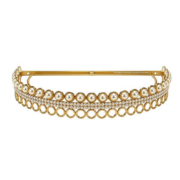 Dossel Decorativo Dourado Com Pérolas/Strass - Peça De Mostruário - prontaentrega
