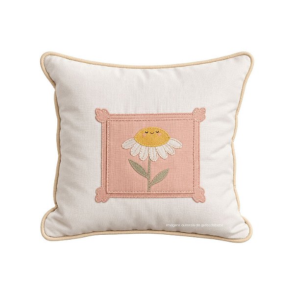 Almofada Decorativa Bordada À Máquina Margarida No Quadro - Margaridas - 97-23