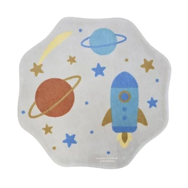 Tapete Infantil Orgânico Doce Cosmos - Bege Claro - Redondo