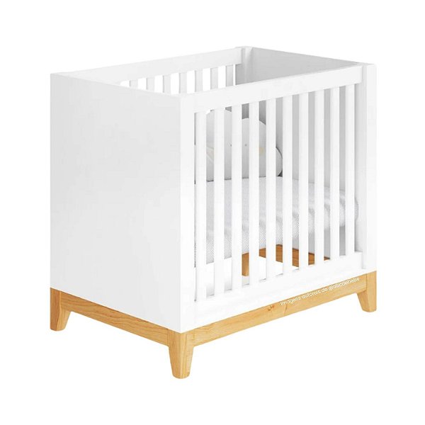 Berço Médio Retrô 2 Em 1 Amor Perfeito - Branco Com Nogueira