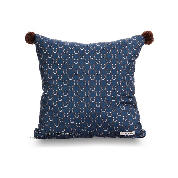 Almofada Decorativa Estampada Ferraduras Com Pompom - Cavalos - 98-09
