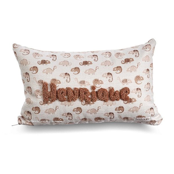 Almofada Bordada À Mão Com Nome Personalizável - Bichos Baby II - 99-15 - Personalizado