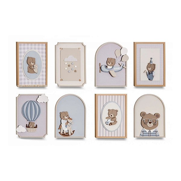 Painel Decorativo De Parede Infantil 8 Peças - Teddy - 115010
