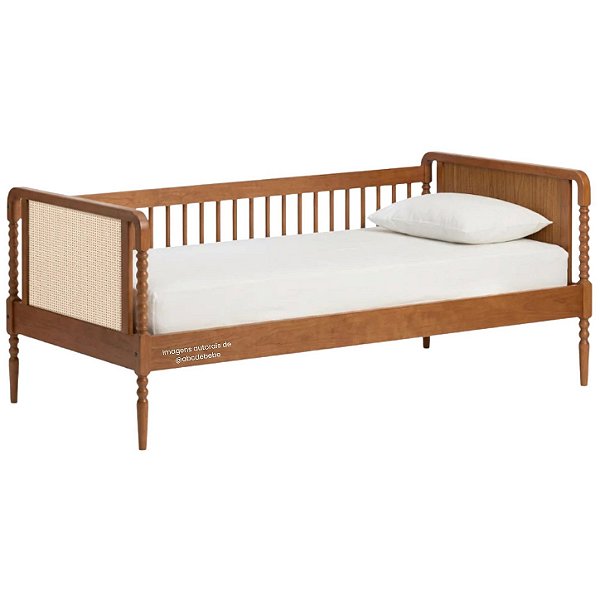 Cama Solteiro Babá Madeira Maciça Solene - Nogueira