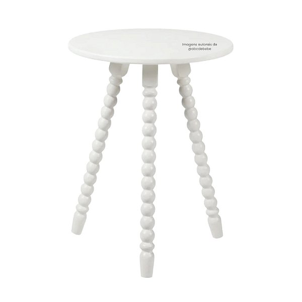 Mesa Lateral de Apoio Solene - Pés Em Madeira Maciça E Tampo Em MDF - Branco