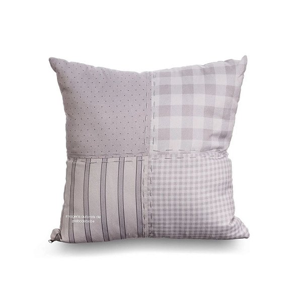 Almofada Artesanal Patchwork Pesponto - Teddy - 10011