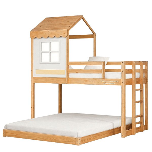 Beliche Cabana Com Auxiliar Queen Farm - Madeira/Branco
