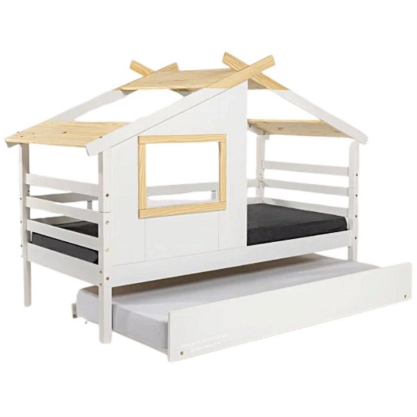 Bicama Evolutiva Cabana Kids - Branco/Madeira