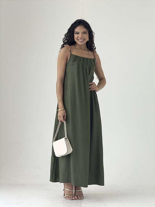 Vestido Longo Verde Oliva