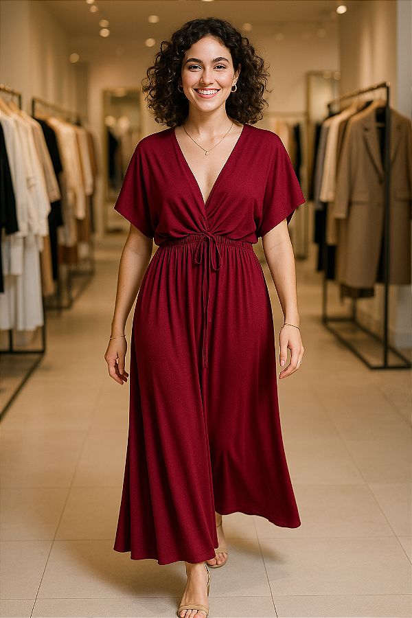 Vestido Longo Vinho com Amarração