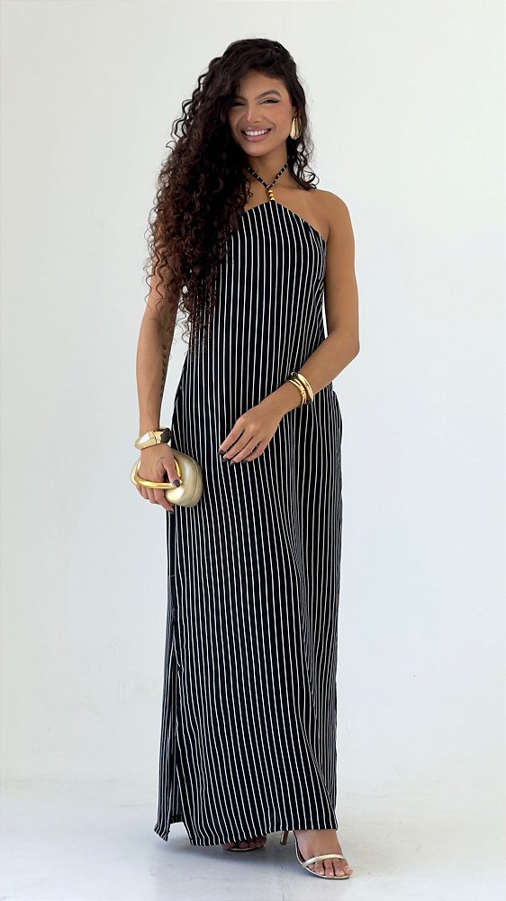 Vestido Longo Listrado