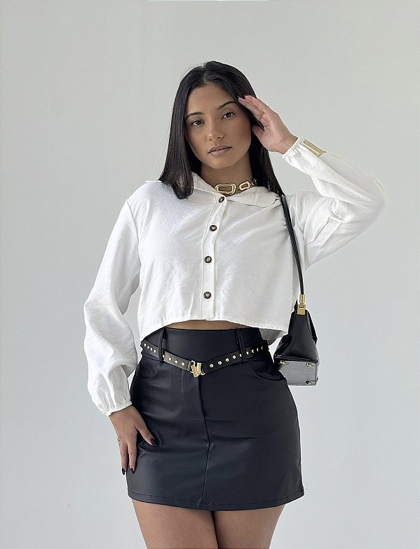 Camisa Social Cropped Vinho