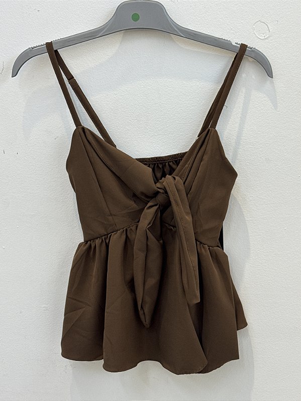 Blusa Verde com Laço - Marrom