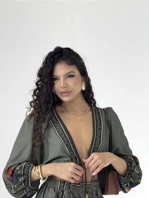 Blusa Boho Verde Oliva