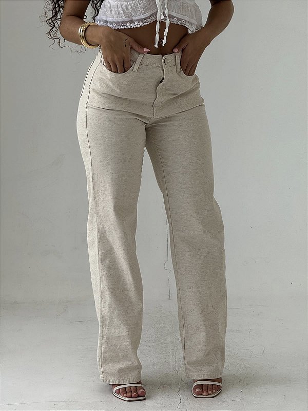 Calça Reta Bege