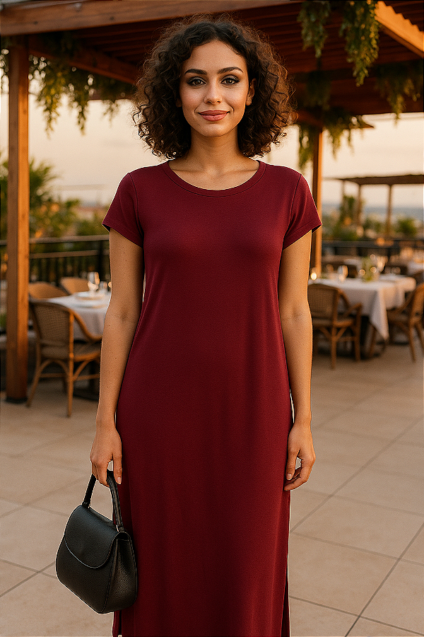 Vestido Longo Vinho