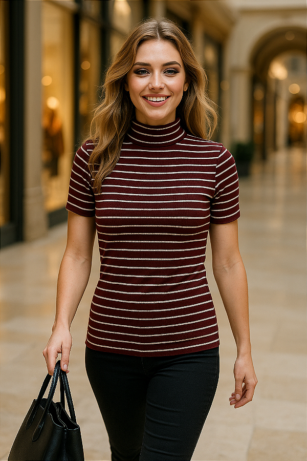 Blusa Listrada Marrom