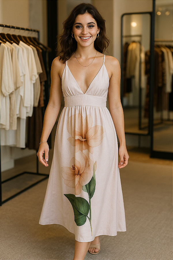 Vestido Longo Floral Elegante