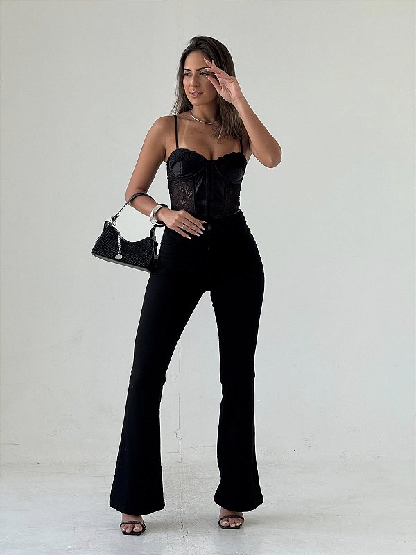 Calça Flare Preta Carmen Jeans