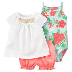 Conjunto 3 peças floral laranja - CARTERS