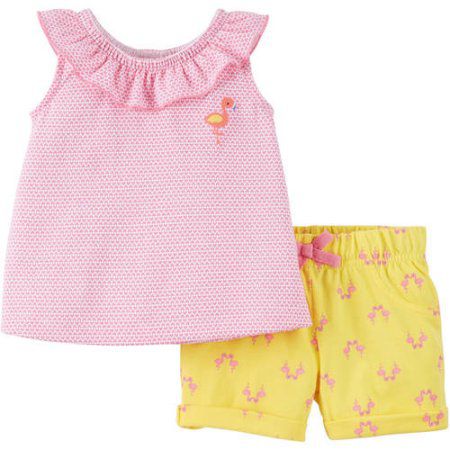 Conjunto 2 peças rosa e amarelo Flamingo Child of Mine made by CARTERS