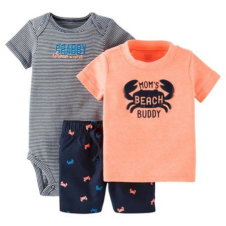 Conjunto 3 peças laranja e azul marinho Siri Just one You made by CARTERS