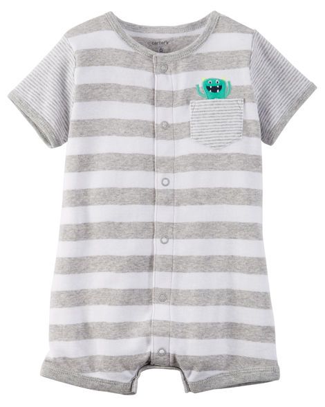 Romper em malha cinza e branco Monstrinho - CARTERS