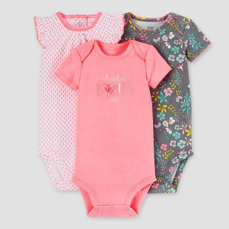 Kit body 3 peças rosa e cinza floral Just one You made by CARTERS