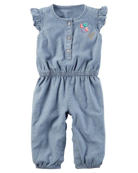 Romper longo em chambray Love - CARTERS