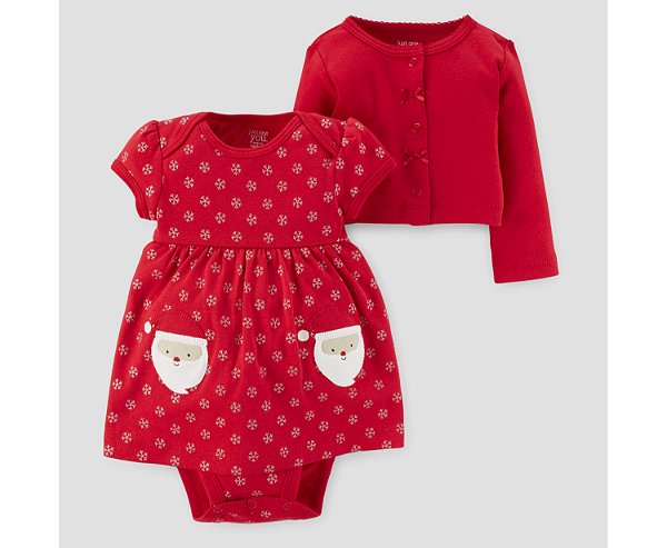 Vestido vermelho Papai Noel com bolerinho Just one You made by CARTERS