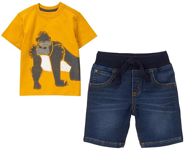 Conjunto 2 peças camiseta Gorila com bermuda jeans - GYMBOREE