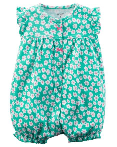 Romper em malha verde florido - CARTERS