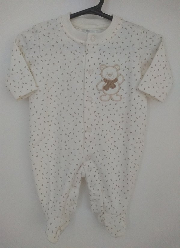 Macacão em malha creme Ursinho - BABY FASHION